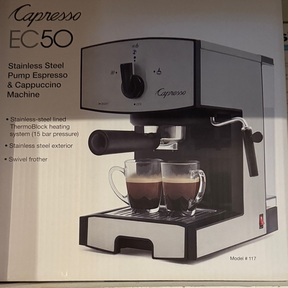 Capresso EC50 Stainless Steel Espresso & Cappuccino Machine - Black and Silver